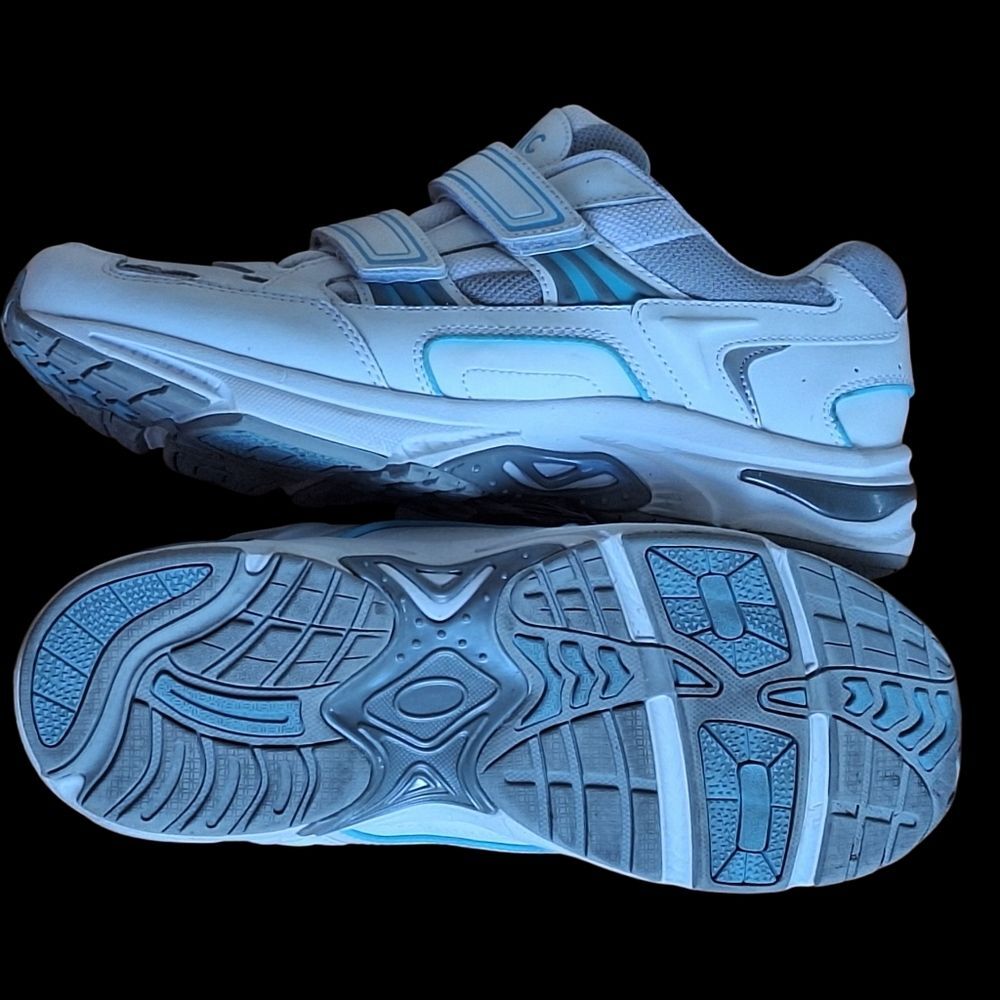 Women's Vionic Tabi Walking Shoe Two Strap Comfort Sneaker White Blue Leather 11 - Picture 11 of 16